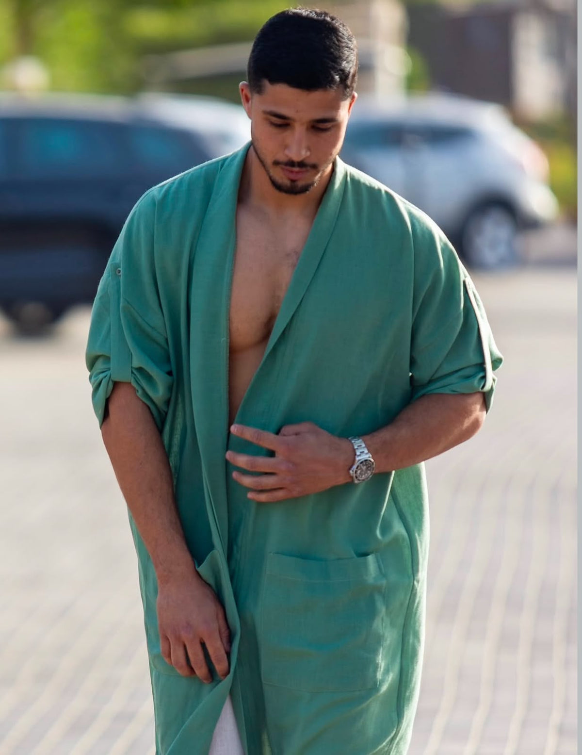 Linen Green Cardigan